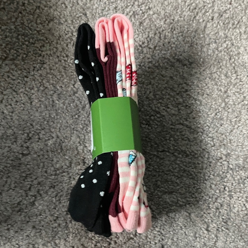 Kate Spade Pink and Black Striped Crew Socks - Picture 5 of 5